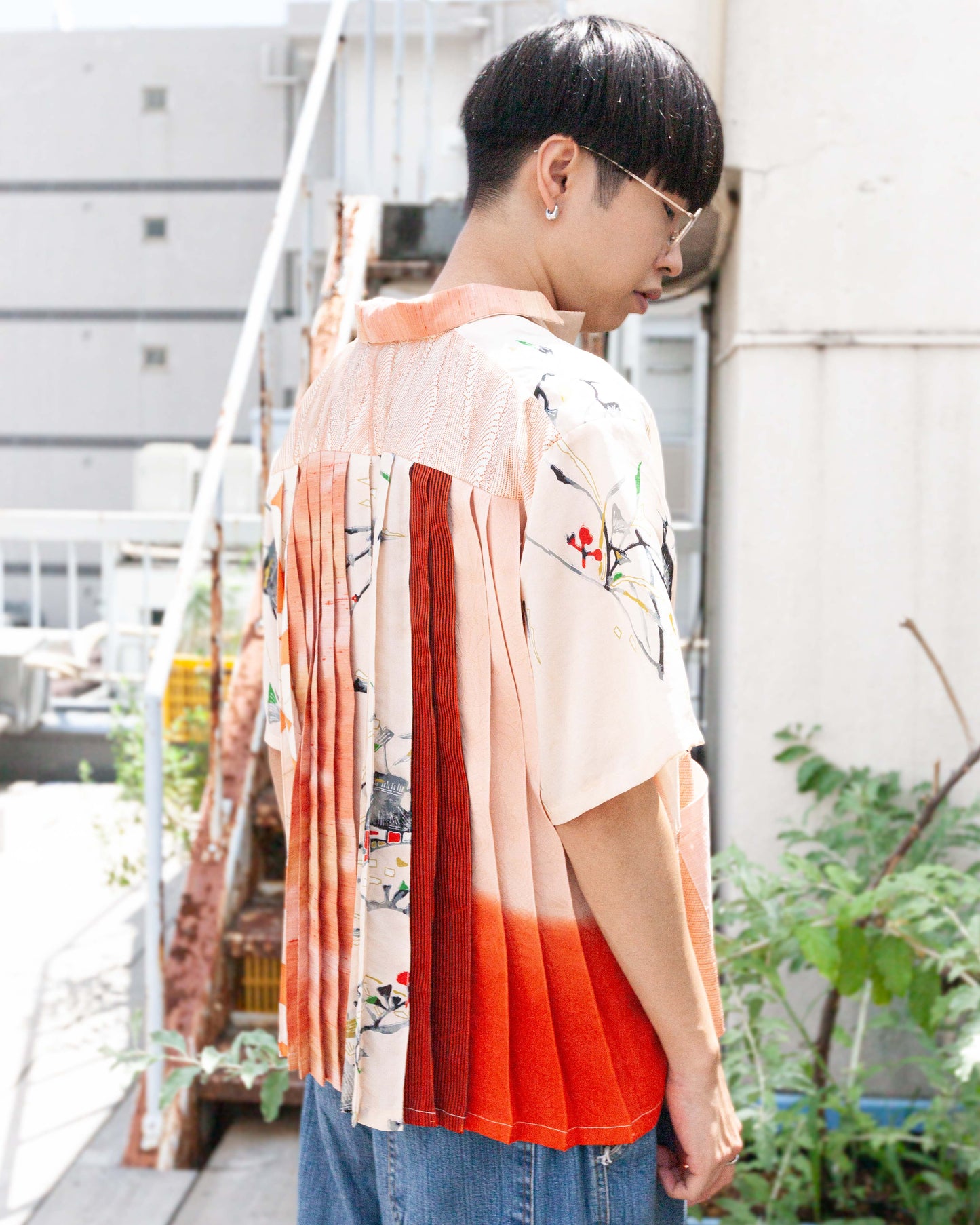 Kimono Working Pleats Shirt - Pink 01 M