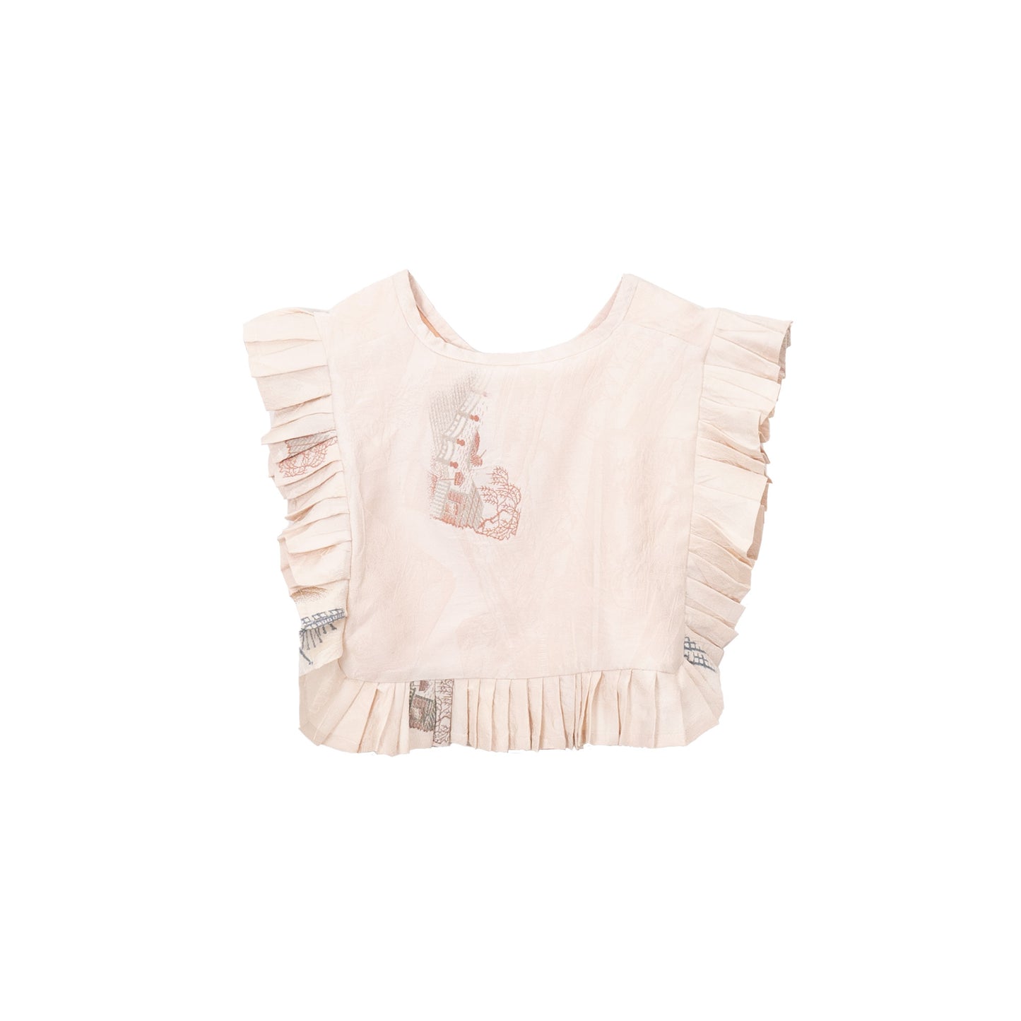 Kimono Pleats Collar Bib - Peach04