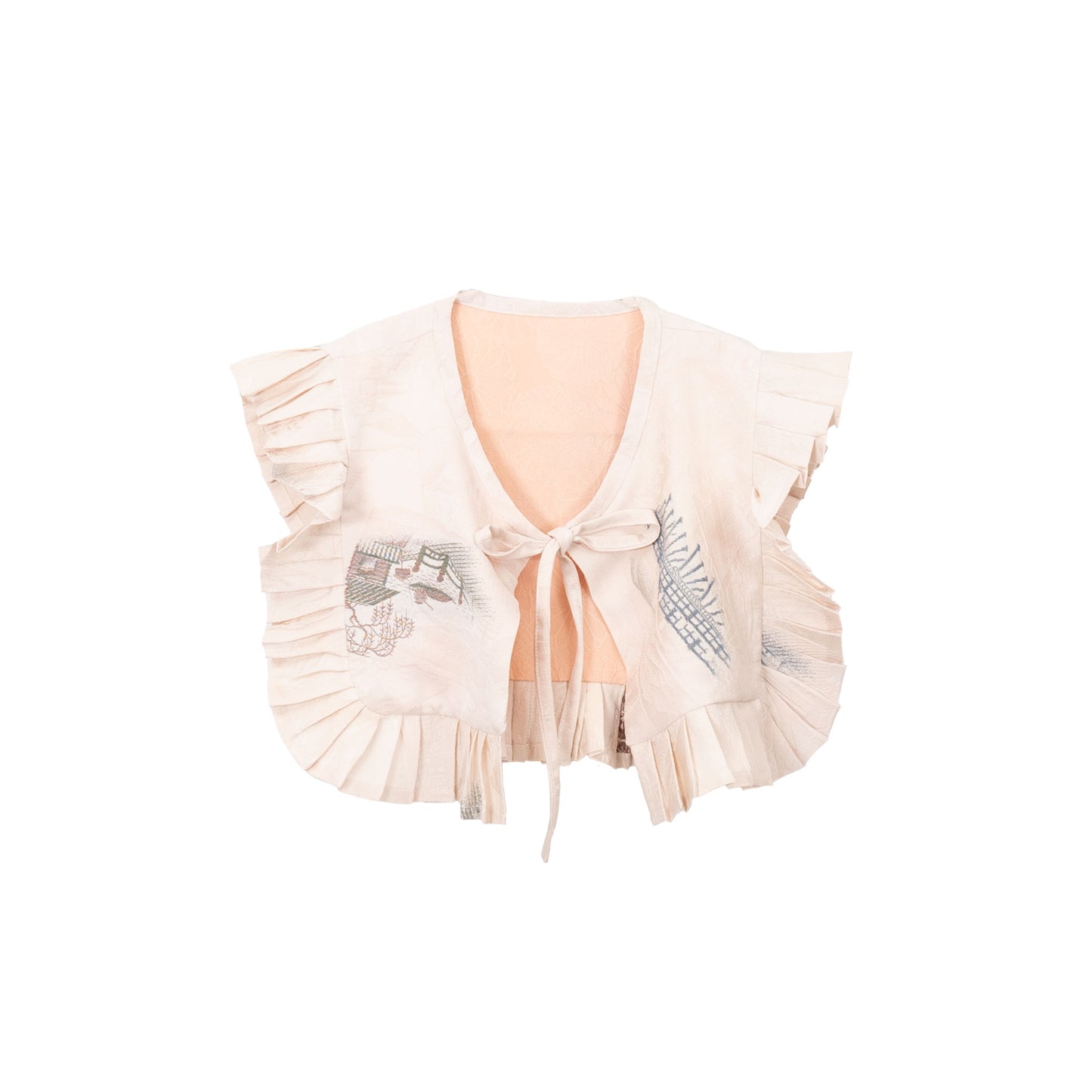 Kimono Pleats Collar Bib - Peach04