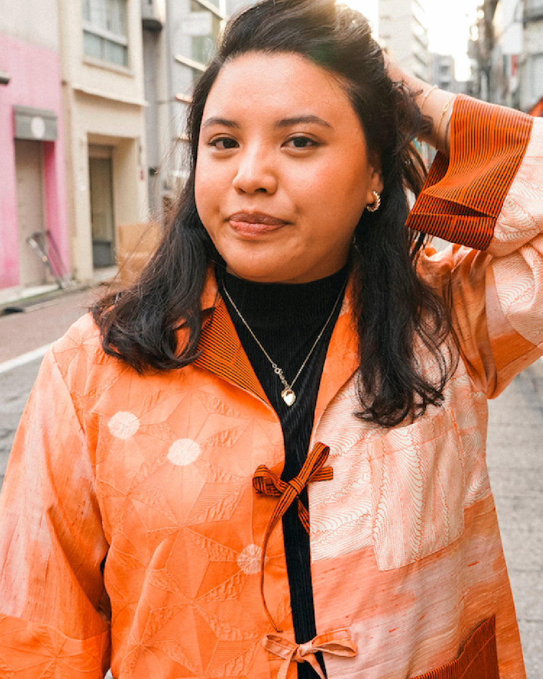 Kimono Long Sleeve Shirt - Peach 03 M