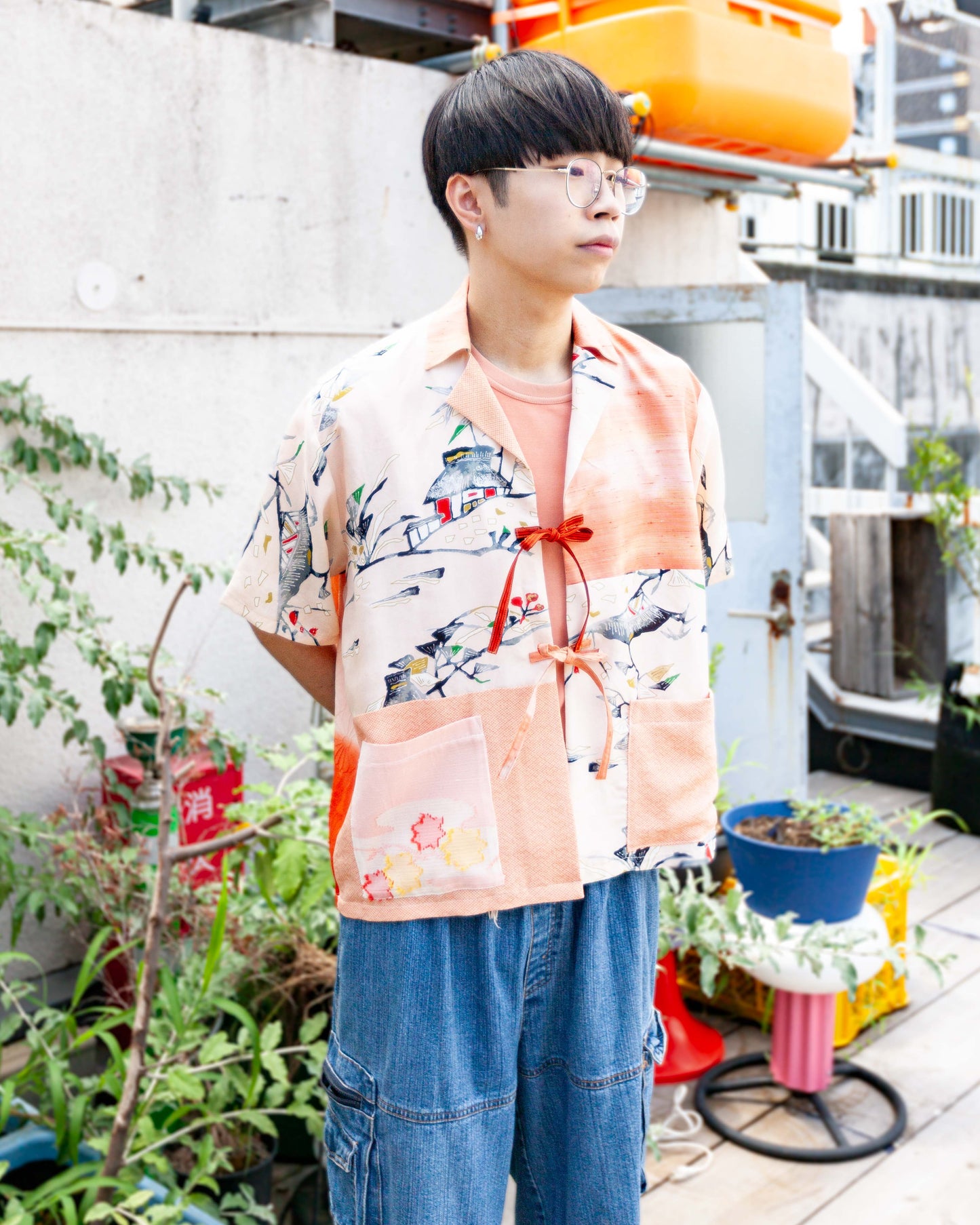 Kimono Working Pleats Shirt - Pink 01 M