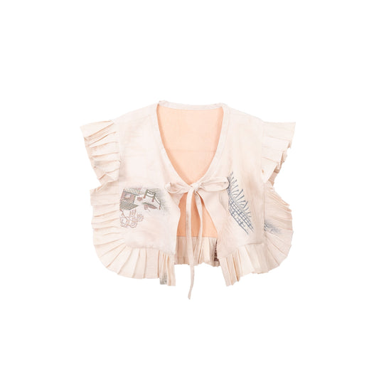 Kimono Pleats Collar Bib - Peach04